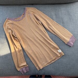 Mini A Ture Striped Long Sleeve base layer 10y wool/bamboo nwot